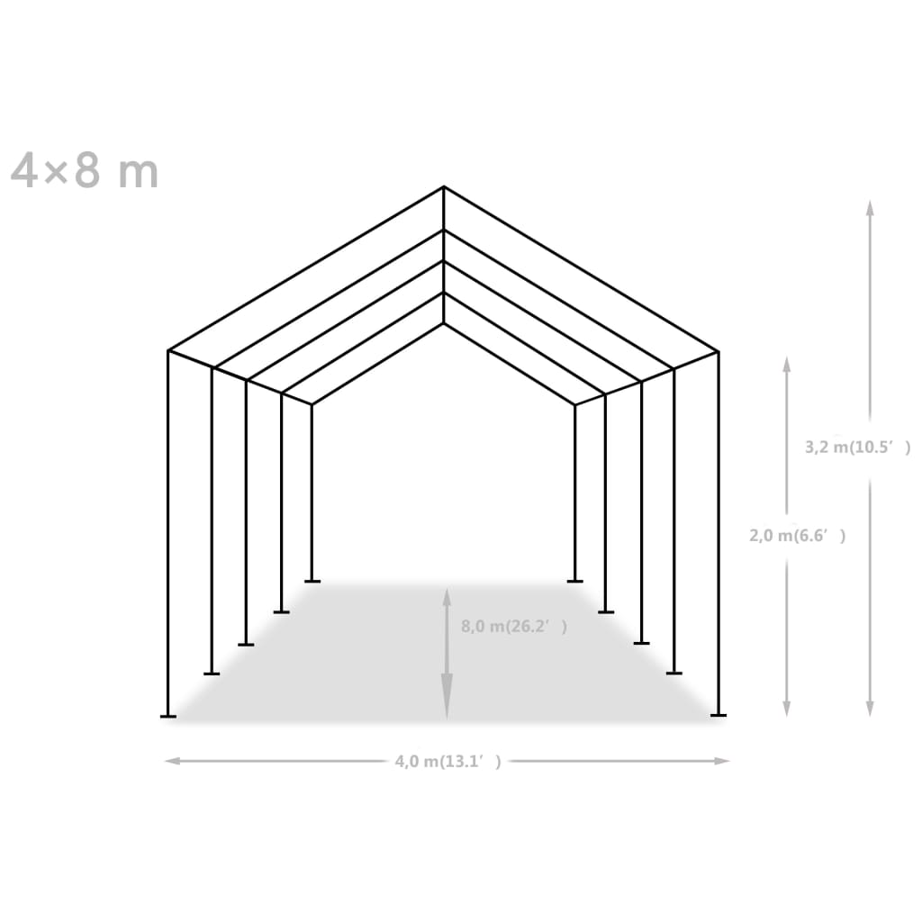 vidaXL Tente de fête PE 4x8 m gris