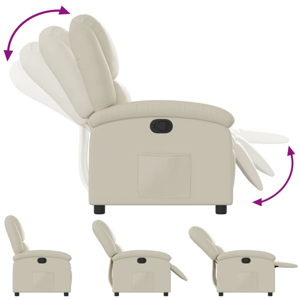 vidaXL Fauteuil inclinable Crème Similicuir