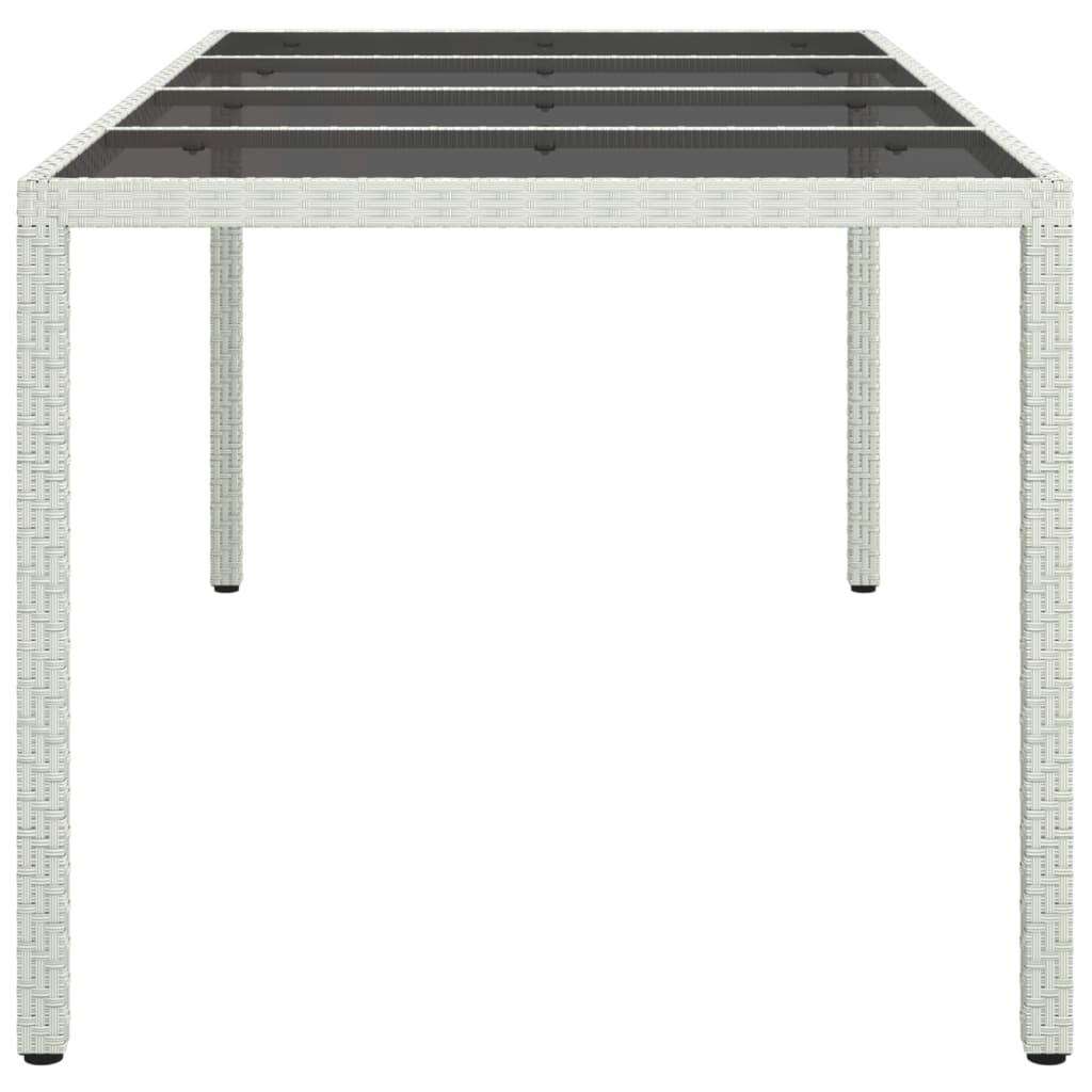 vidaXL Table de jardin Blanc 190x90x75 cm Verre trempé/résine tressée