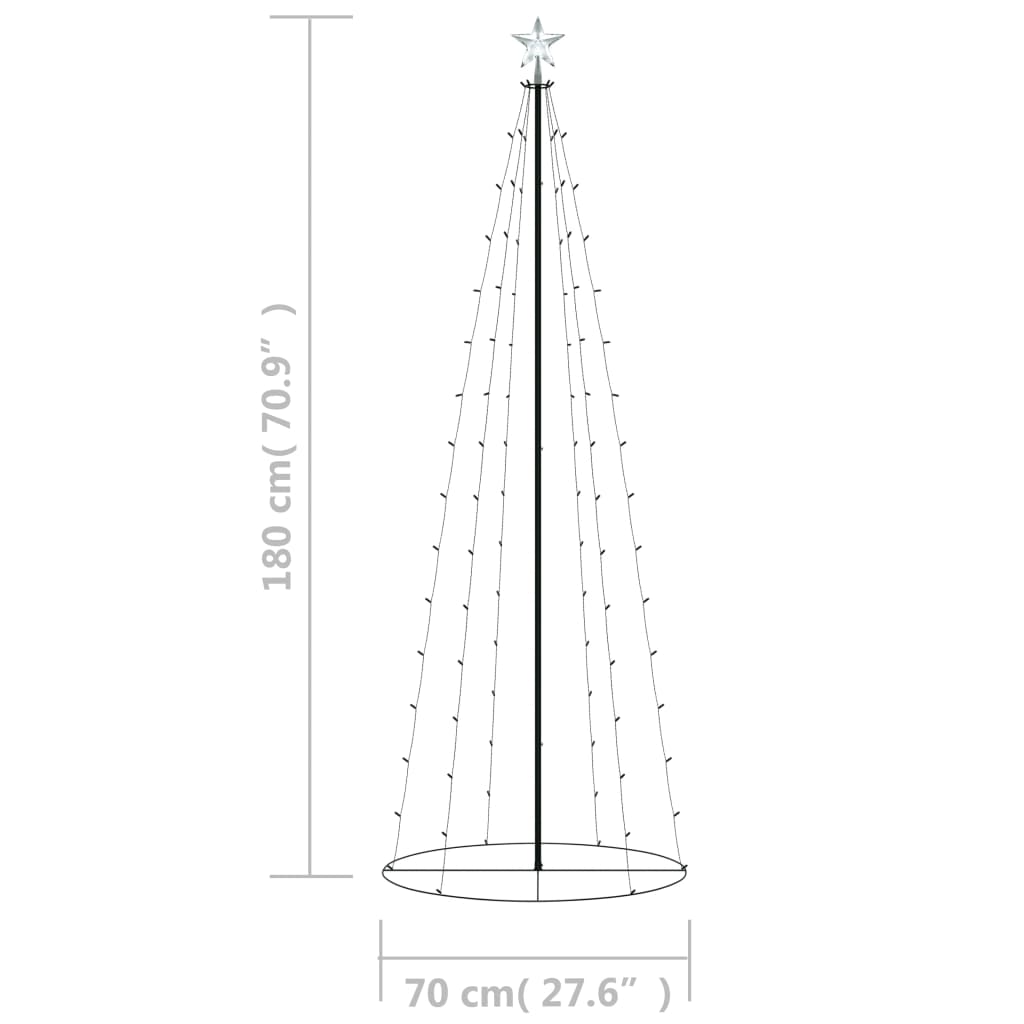 vidaXL Arbre de Noël cône 100 LED blanc chaud décoration 70x180 cm