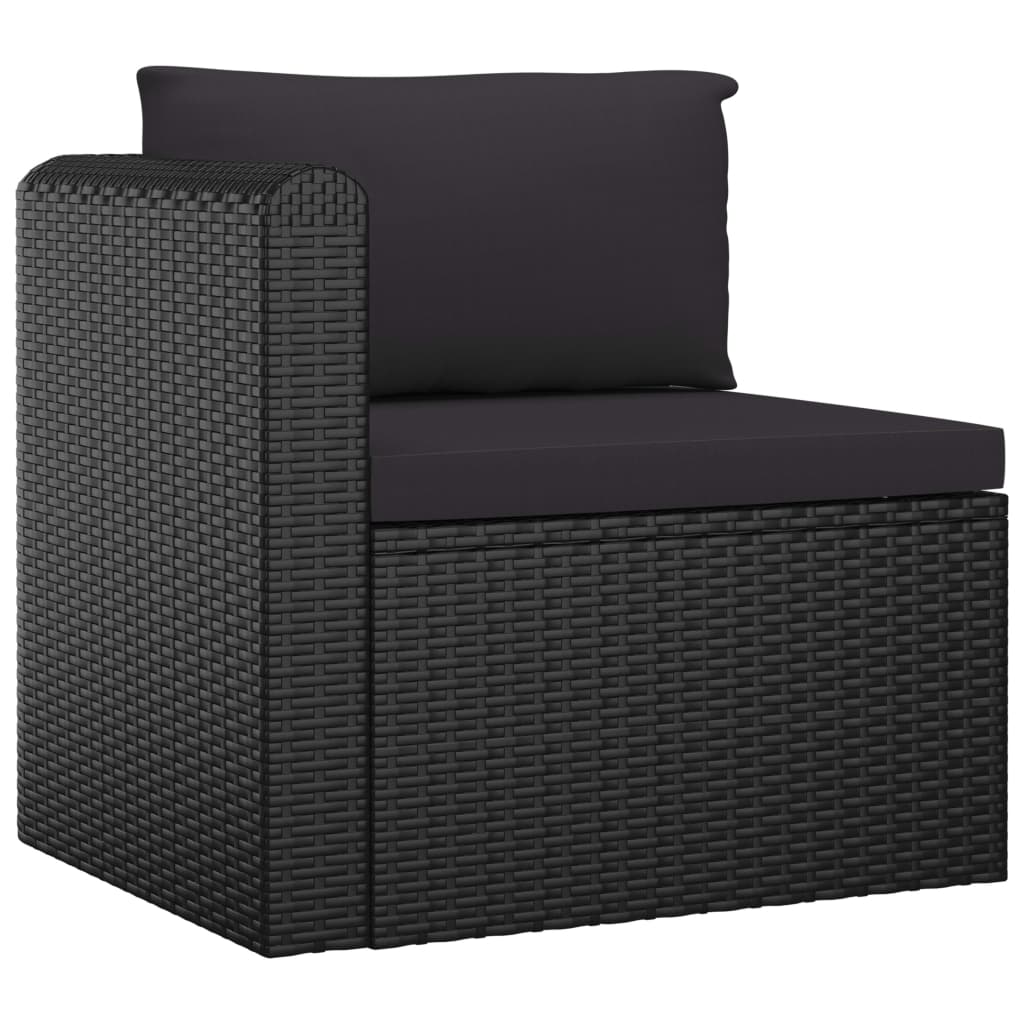 vidaXL Salon de jardin 7 pcs avec coussins Résine tressée Noir