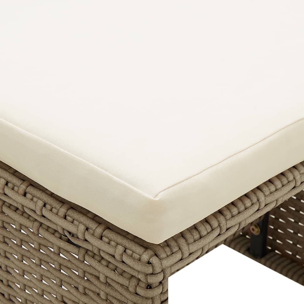 vidaXL Tabourets de jardin lot de 2 avec coussins Résine tressée Beige