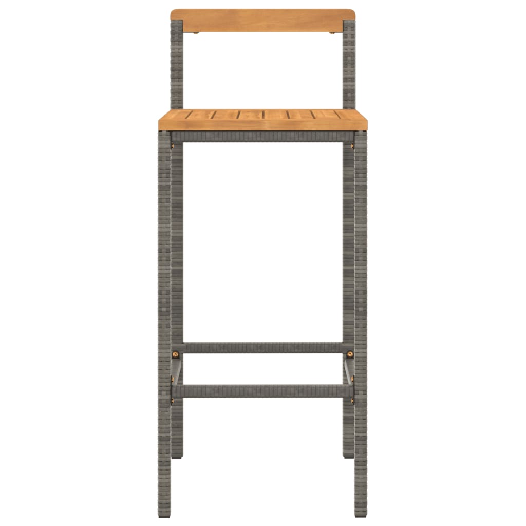 vidaXL Tabourets de bar lot de 2 gris résine tressée et bois d'acacia