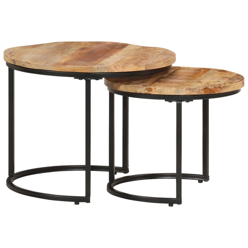 vidaXL Tables gigognes 2 pcs Bois de manguier brut