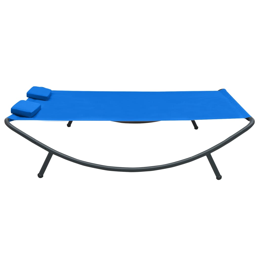 vidaXL Chaise longue d'extérieur tissu bleu