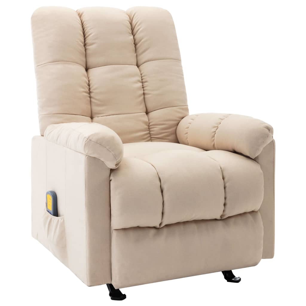 vidaXL Fauteuil de massage inclinable Crème Tissu