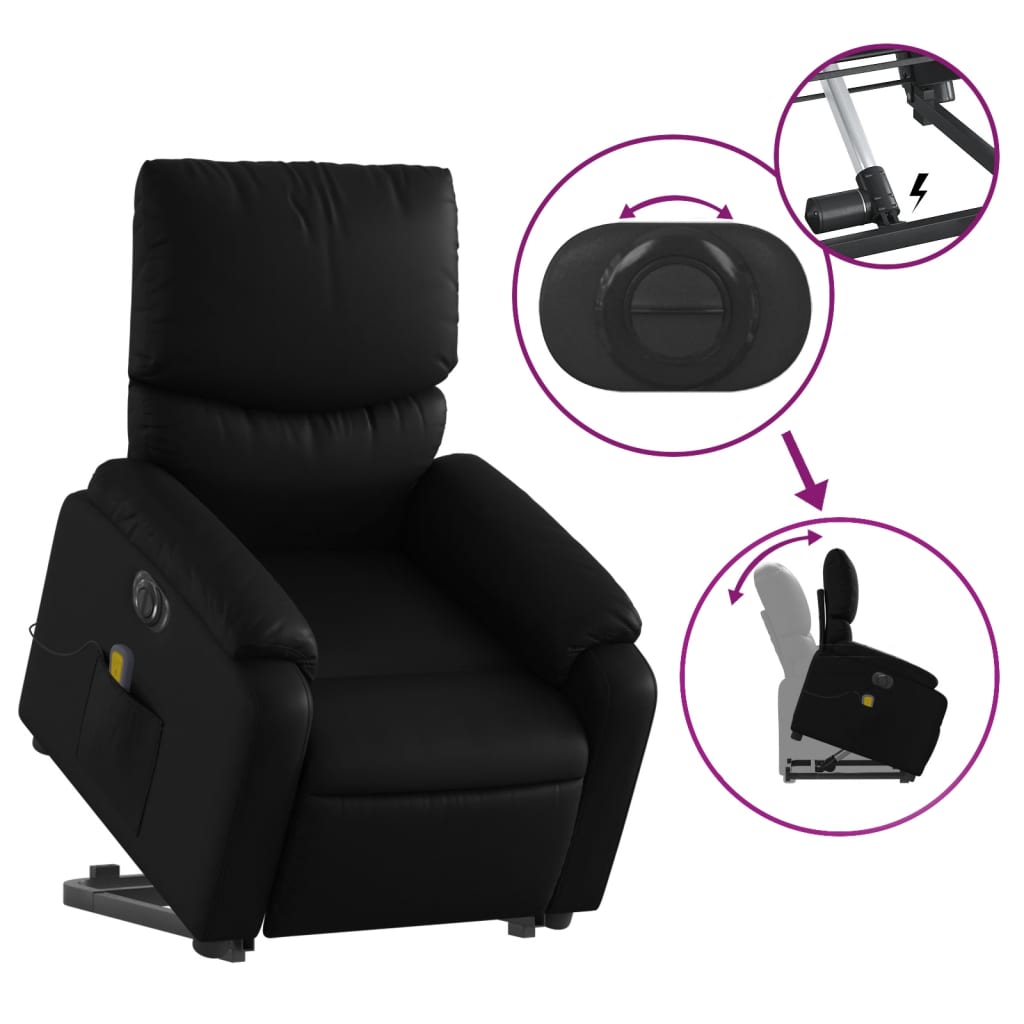 vidaXL Fauteuil inclinable de massage électrique noir similicuir