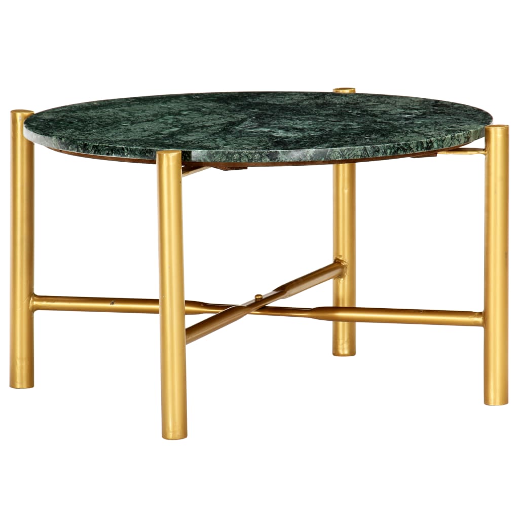 vidaXL Table basse Vert 60x60x35 cm Pierre véritable et texture marbre