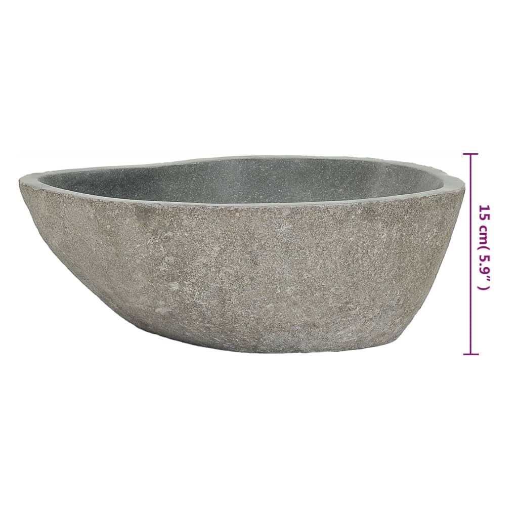 vidaXL Lavabo en pierre de rivière Ovale (37-46)x(29-36) cm