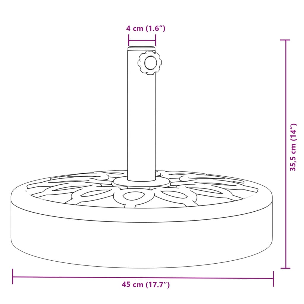 vidaXL Base de parasol pour mâts Ø38 / 48 mm 25 kg rond