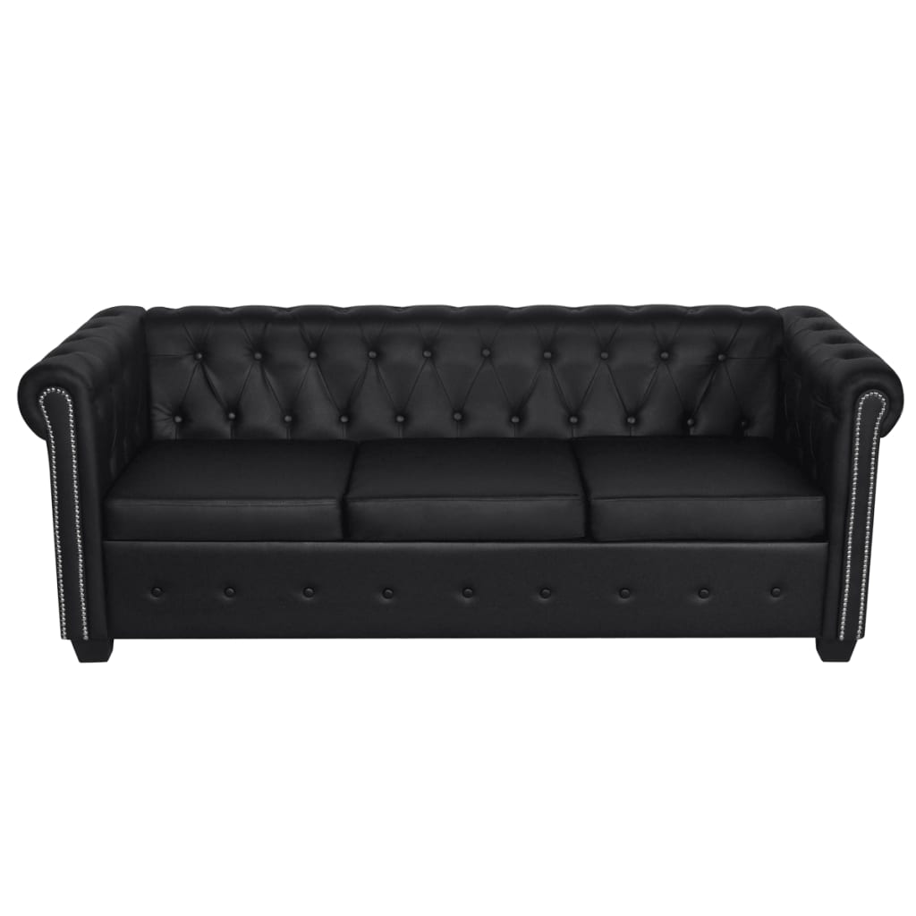 vidaXL Canapé Chesterfield à 3 places similicuir noir