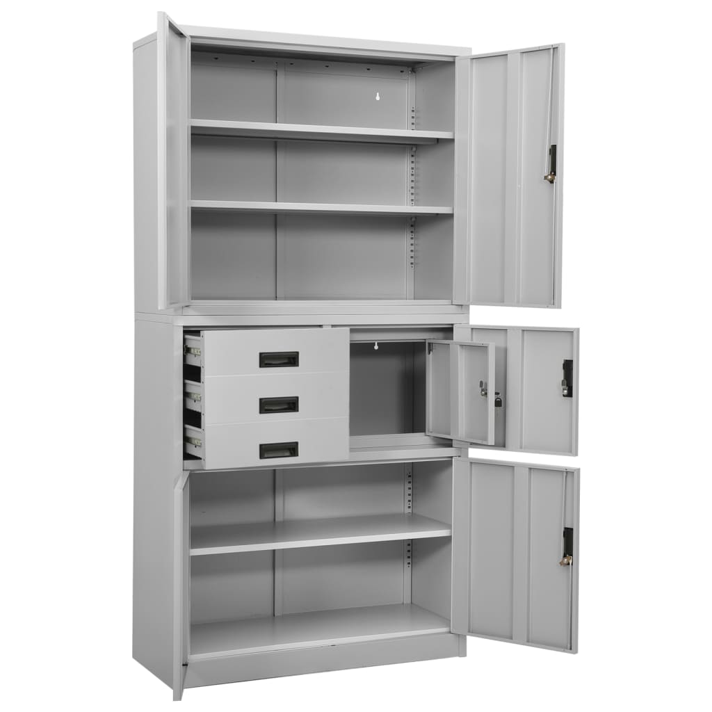 vidaXL Armoire de bureau Gris clair 90x40x180 cm Acier