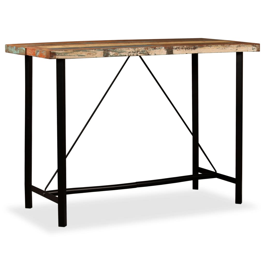 vidaXL Table de bar Bois massif de récupération 150 x 70 x 107 cm