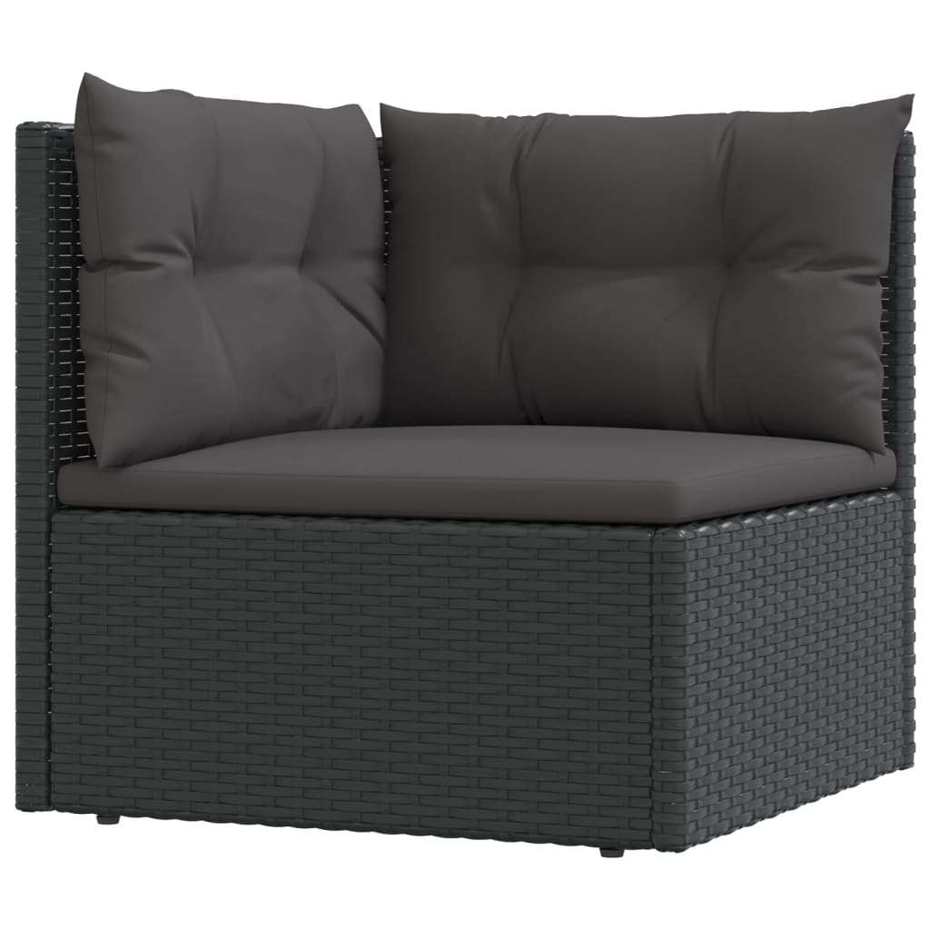 vidaXL Salon de jardin 8 pcs avec coussins noir résine tressée