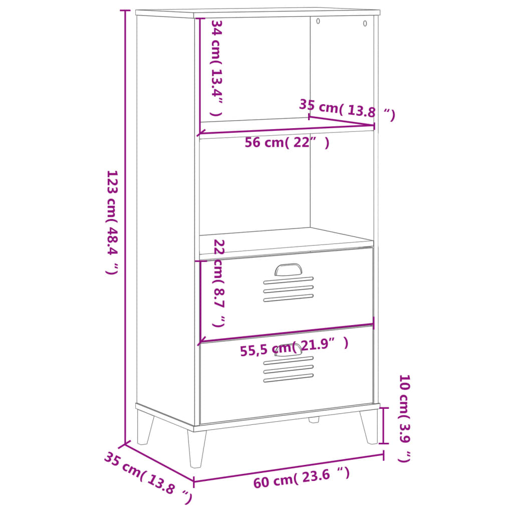 vidaXL Bibliothèque VIKEN noir 60x35x123 cm bois d'ingénierie