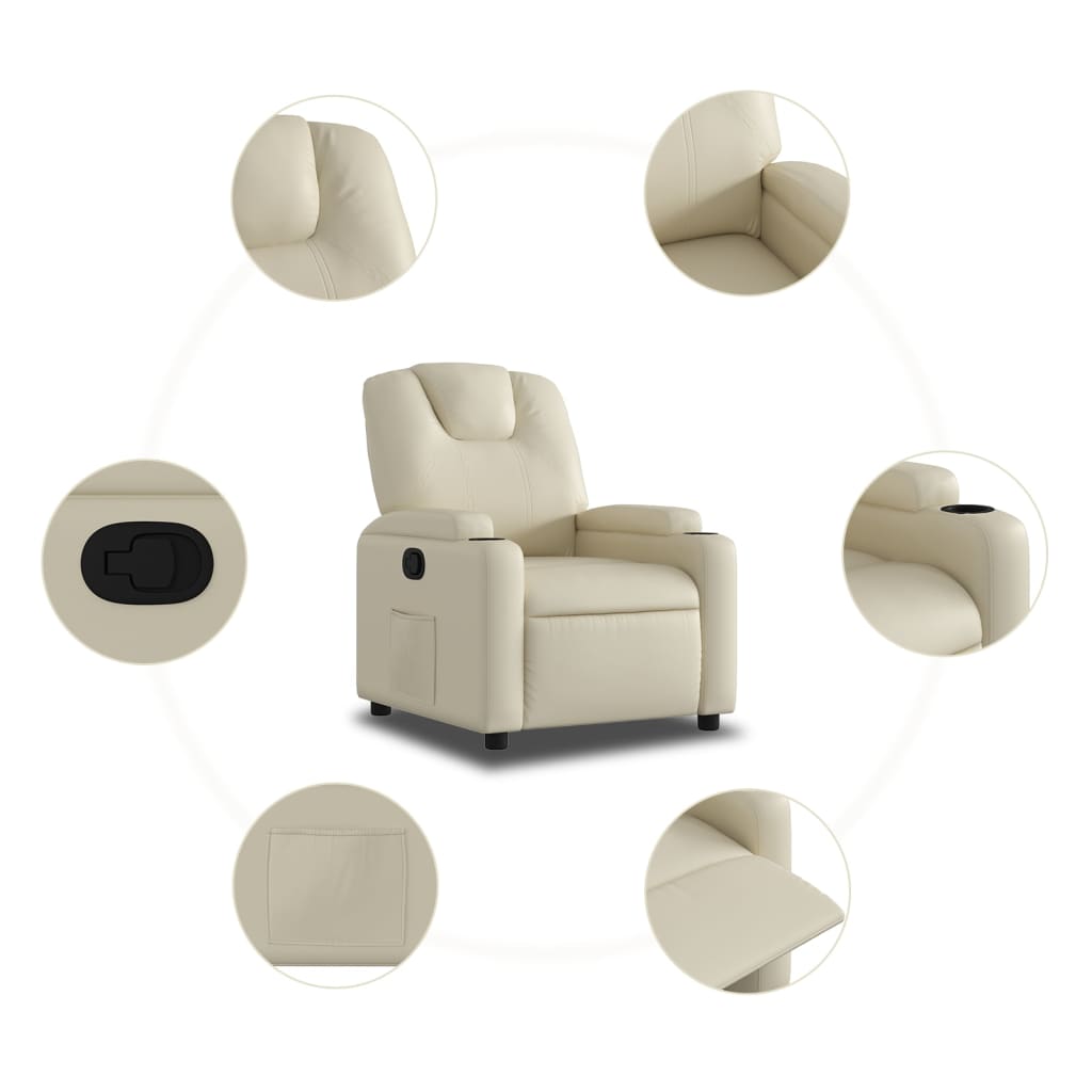 vidaXL Fauteuil inclinable Crème Similicuir