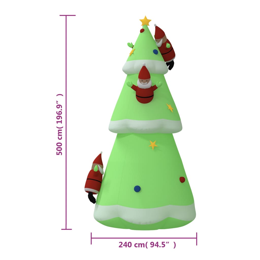 vidaXL Arbre de Noël gonflable avec LED 500 cm