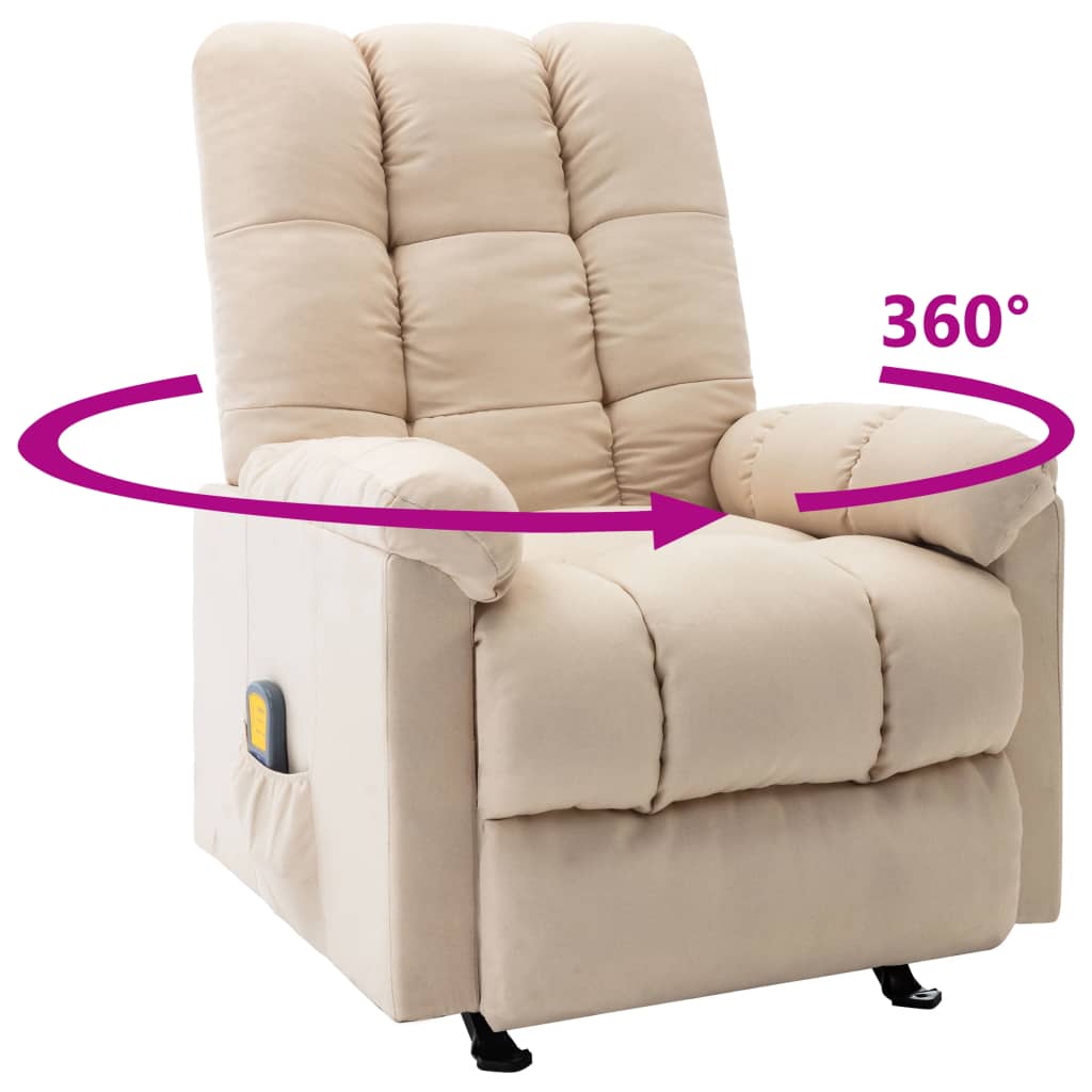 vidaXL Fauteuil de massage inclinable Crème Tissu