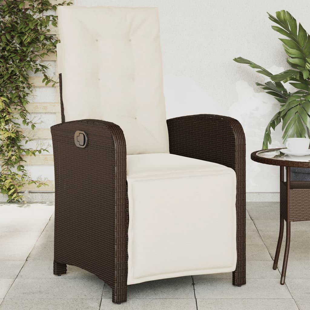 vidaXL Chaise inclinable de jardin repose-pied marron résine tressée