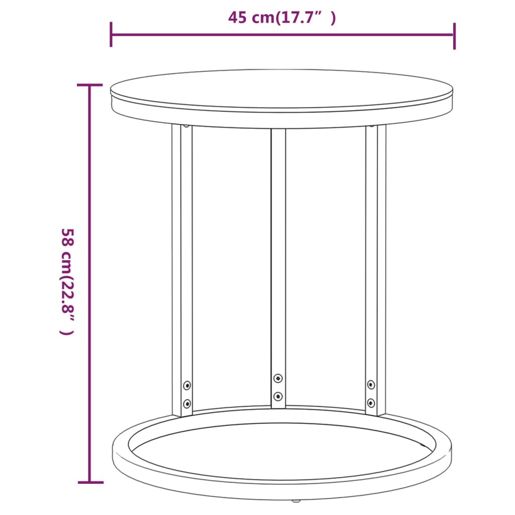 vidaXL Table d'appoint Doré et noir 45 cm Verre trempé