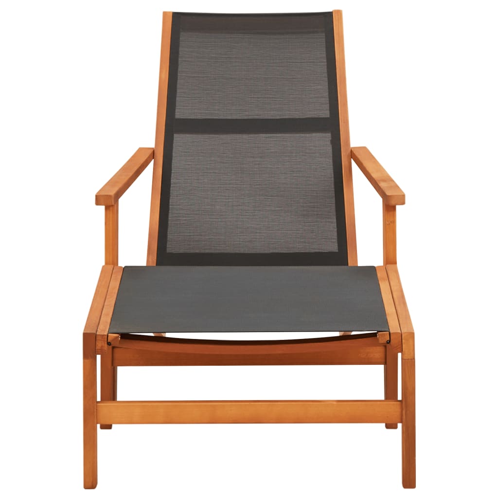 vidaXL Chaise de jardin et repose-pied Eucalyptus solide et textilène