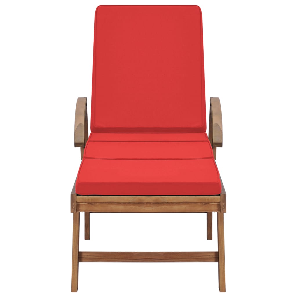 vidaXL Chaises longues avec coussins lot de 2 bois teck solide Rouge