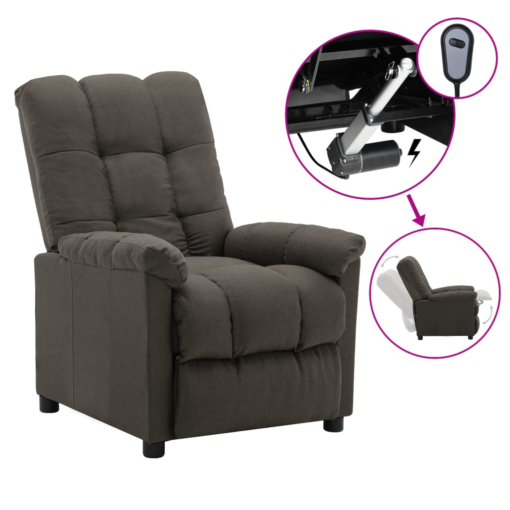 vidaXL Fauteuil inclinable électrique taupe tissu