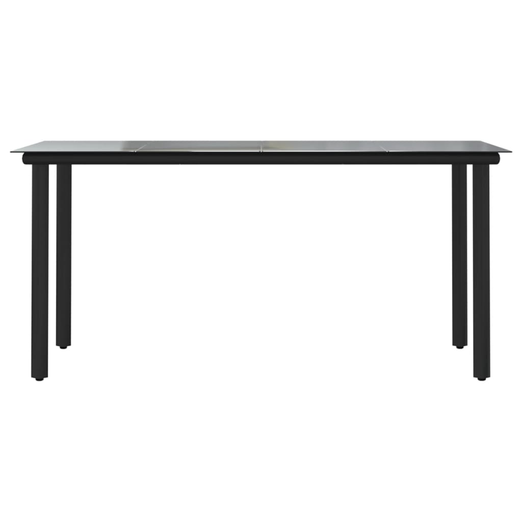 vidaXL Table à dîner de jardin Noir 160x80x74 cm Acier et verre trempé