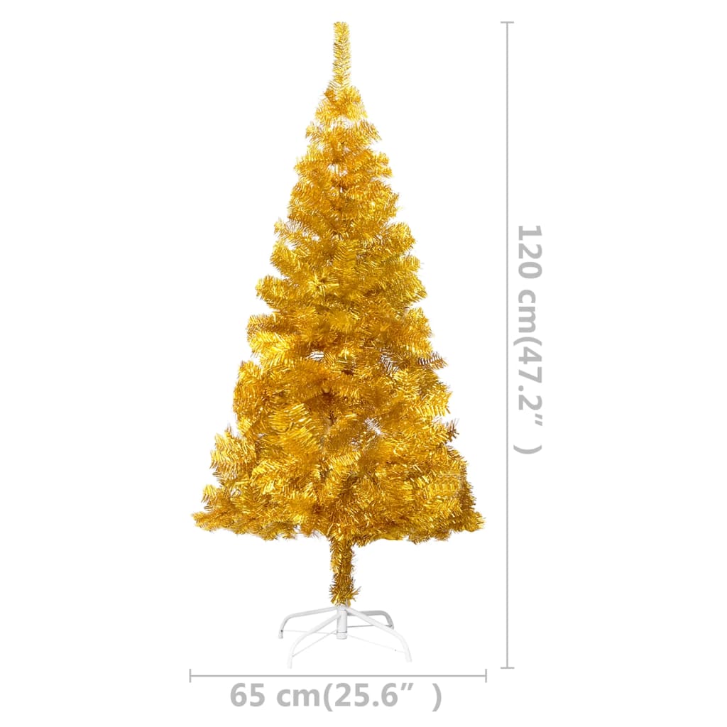 vidaXL Arbre de Noël artificiel pré-éclairé et boules doré 120 cm PET