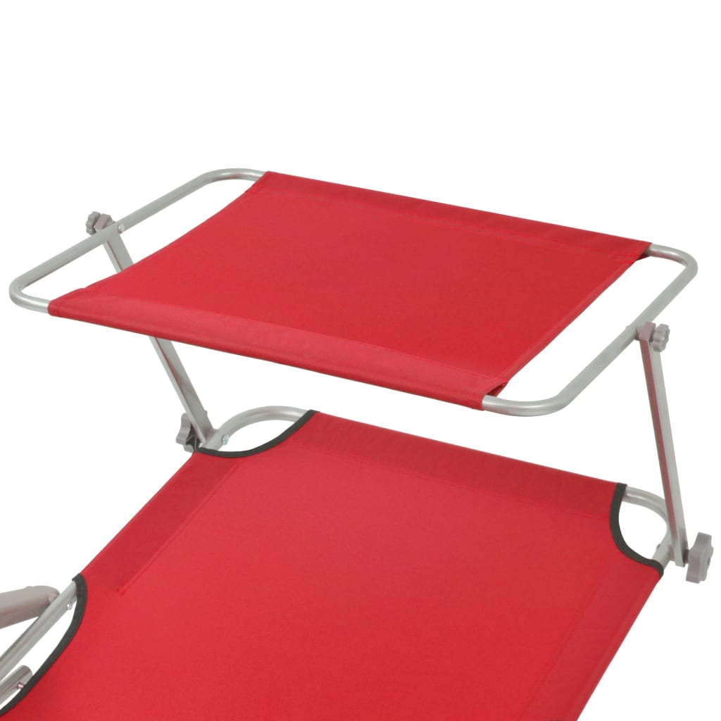 vidaXL Chaise longue avec auvent Acier Rouge