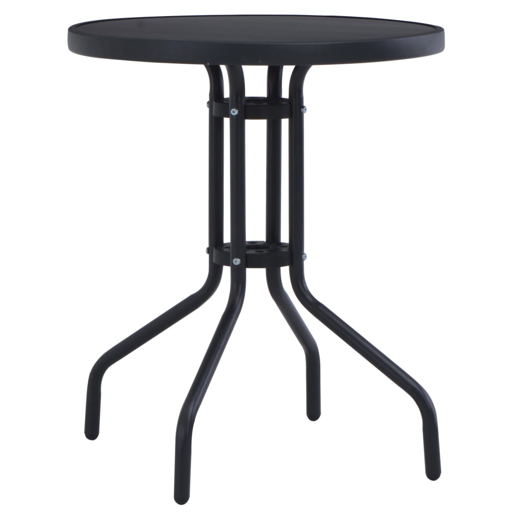 vidaXL Table de jardin Noir 60 cm Acier et verre