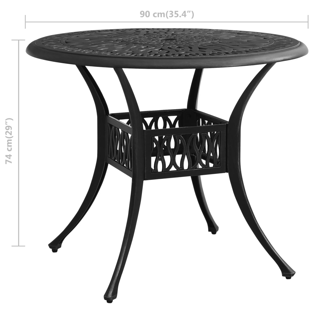 vidaXL Table de jardin Noir 90x90x74 cm Aluminium coulé