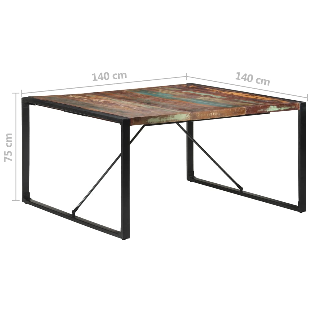 vidaXL Table à manger 140x140x75 cm Bois de récupération massif