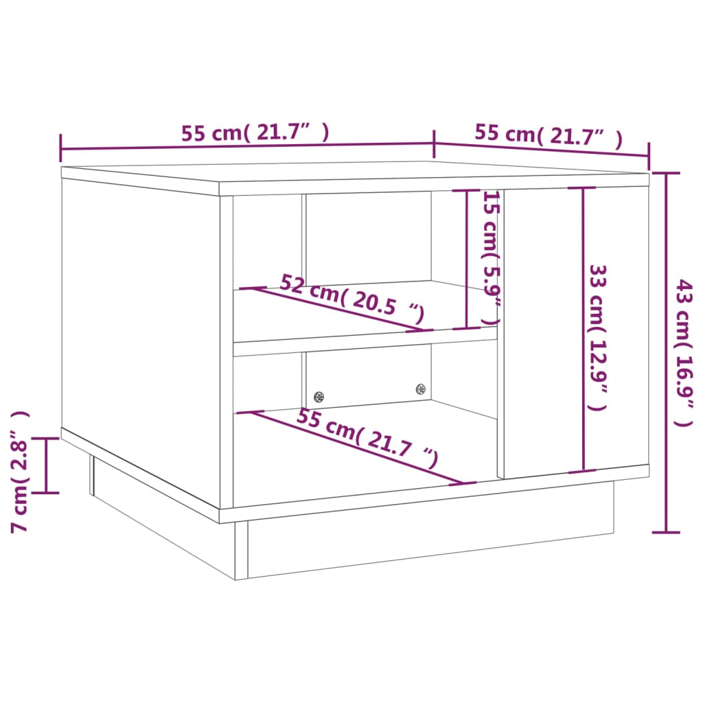 vidaXL Table basse blanc 55x55x43 cm bois d'ingénierie