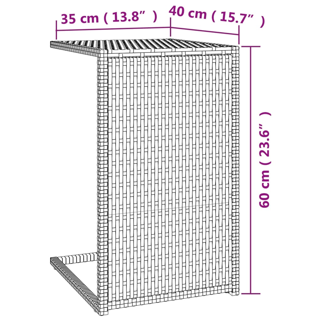 vidaXL Table en forme de C noir 40x35x60 cm résine tressée