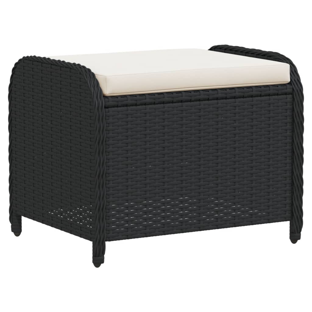 vidaXL Tabouret de jardin avec coussin noir 58x46x46 cm résine tressée