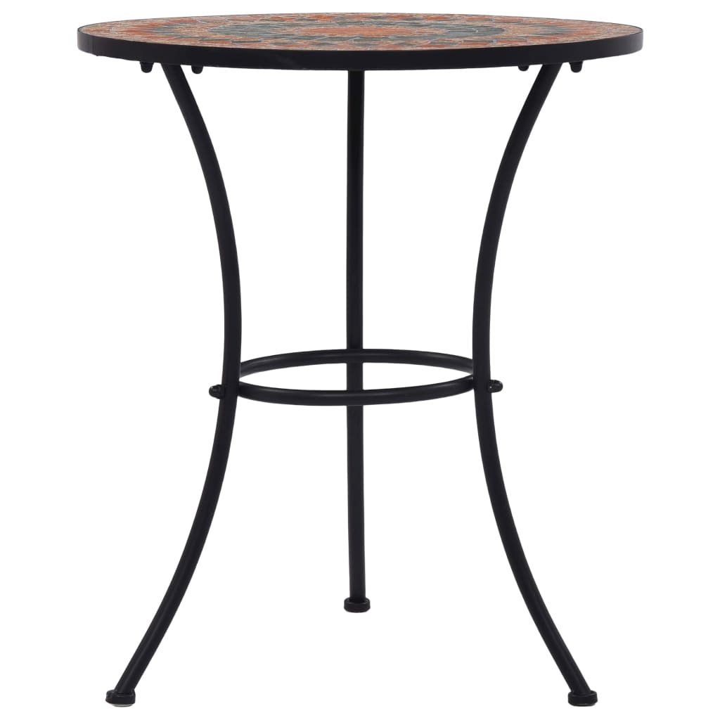 vidaXL Table de bistro mosaïque Orange/gris 60 cm Céramique