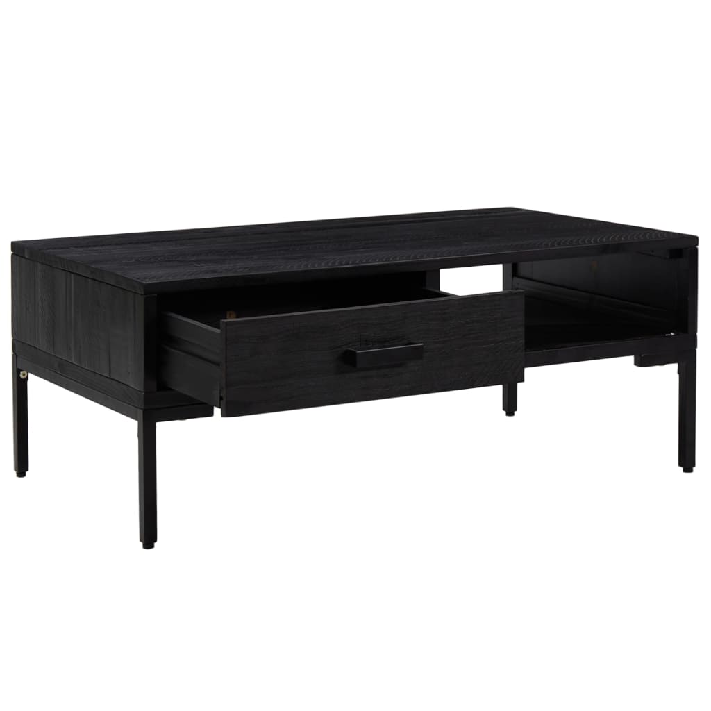 vidaXL Table basse Noir 90x50x35 cm Bois de pin massif