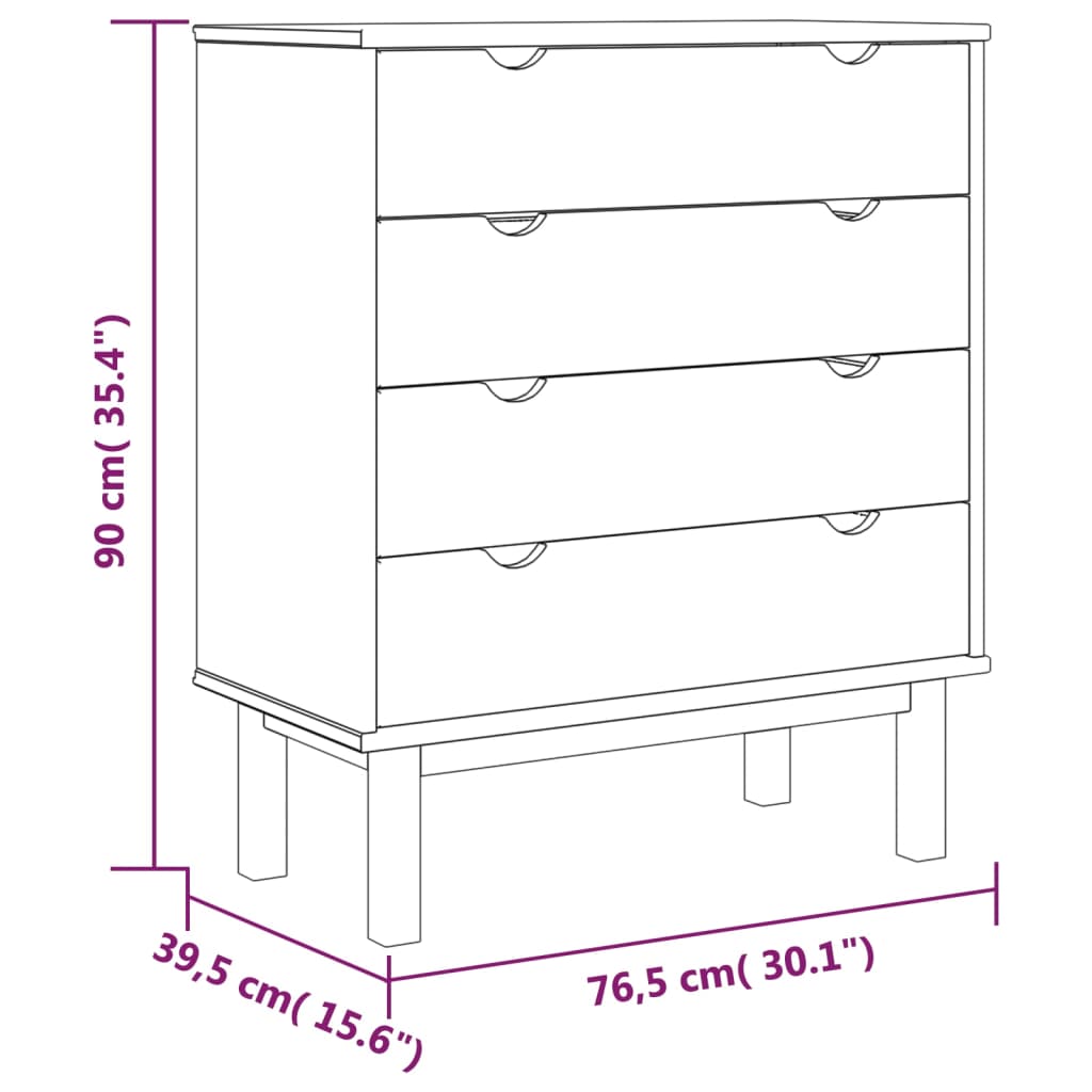 vidaXL Commode OTTA 76,5x39,5x90 cm Bois de pin massif