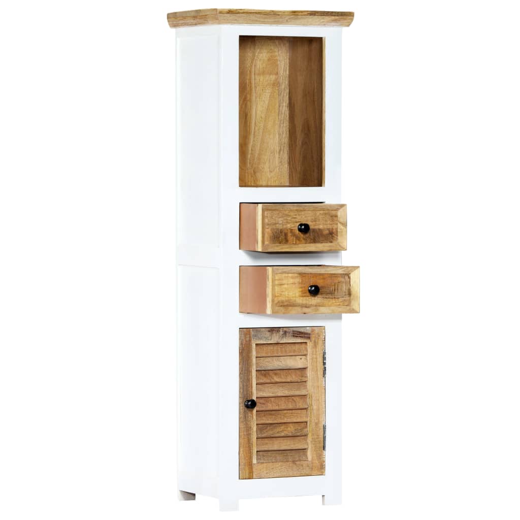 vidaXL Buffet Blanc et marron 40x30x128cm Bois de manguier solide brut