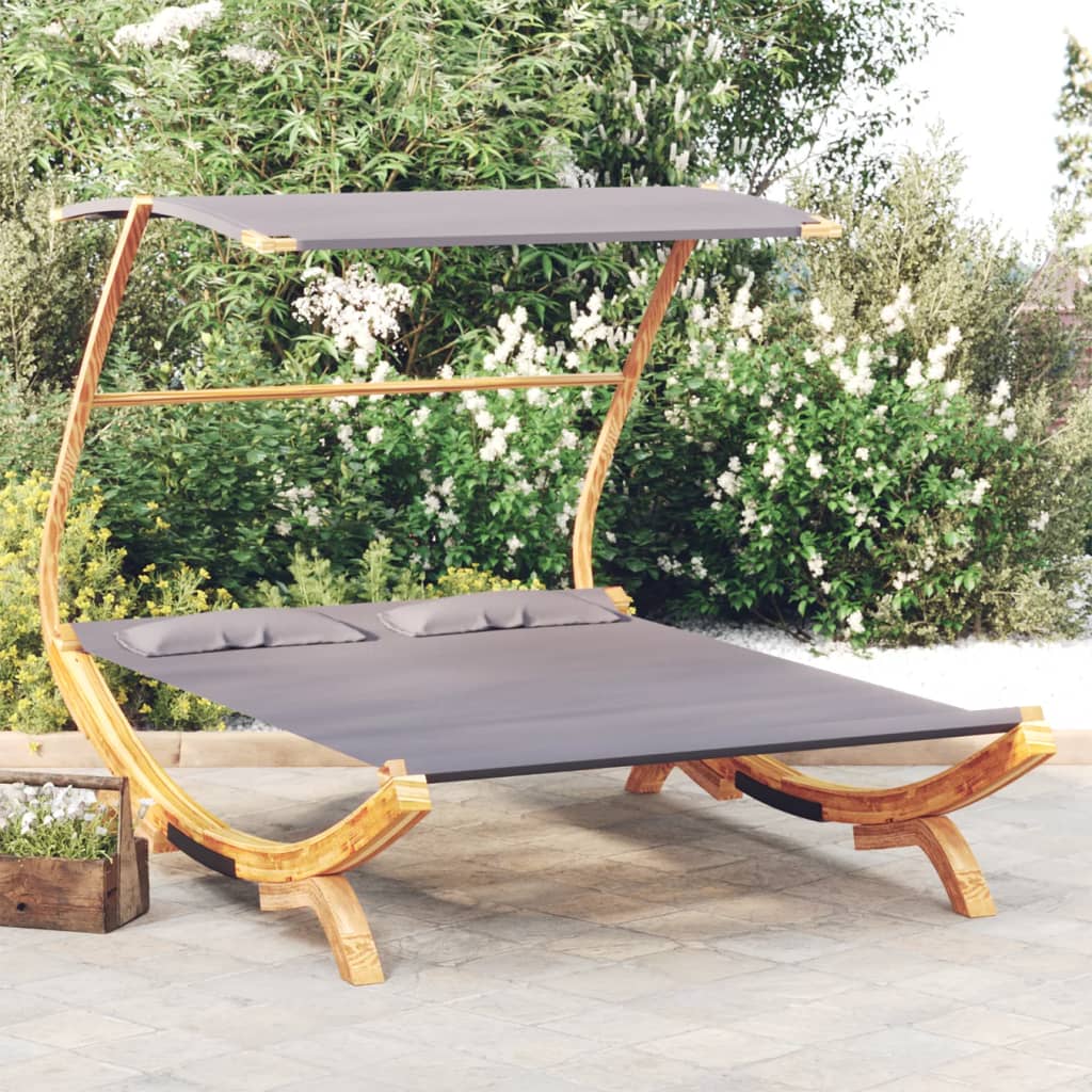 vidaXL Lit repos et auvent 165x203x138cm Bois courbé massif Anthracite