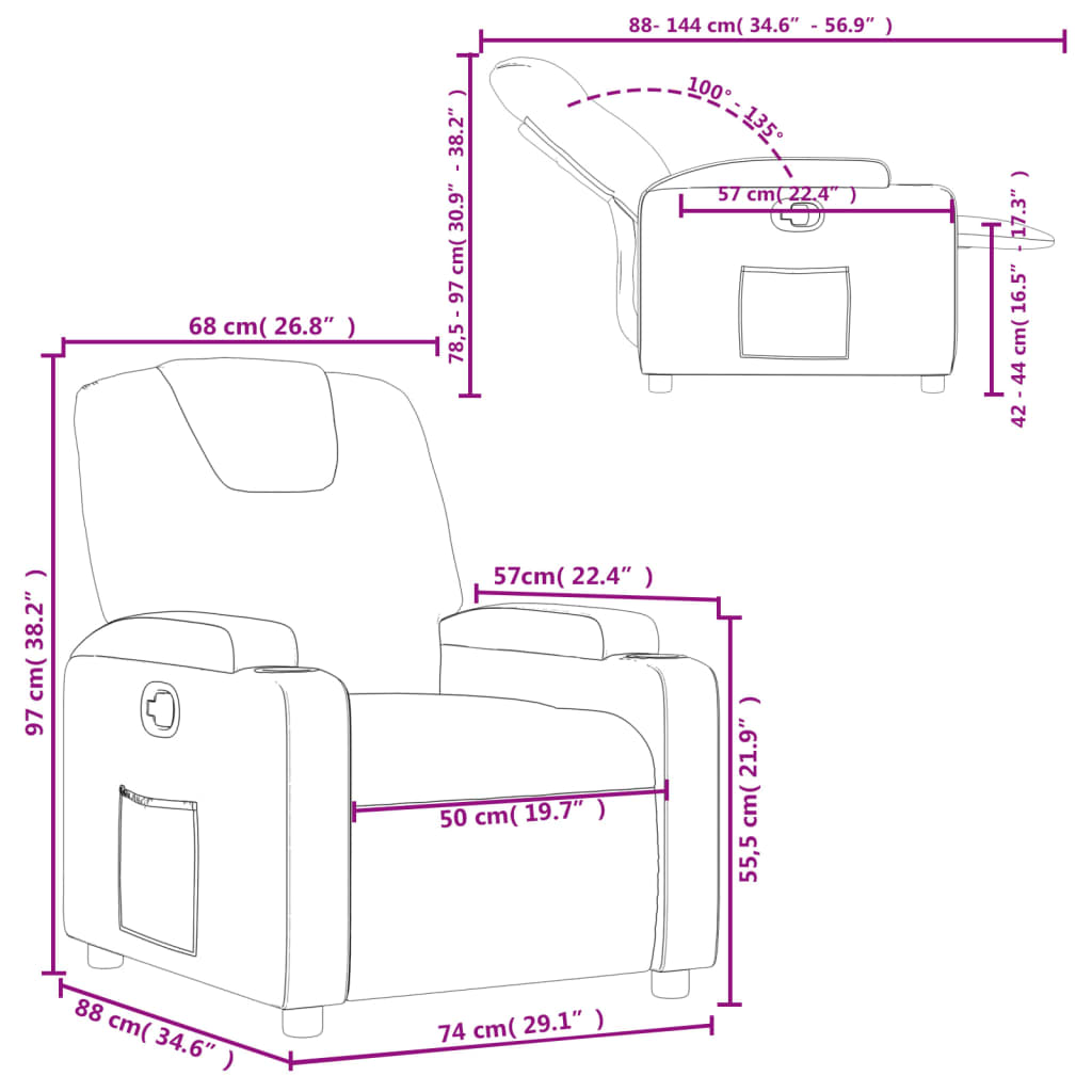 vidaXL Fauteuil inclinable Crème Similicuir