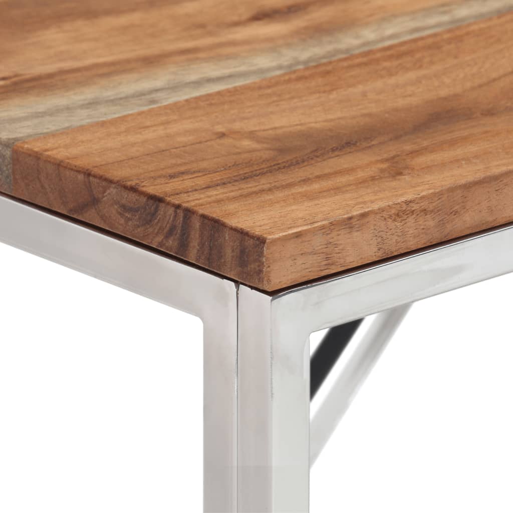 vidaXL Table console argenté acier inoxydable et bois massif d'acacia