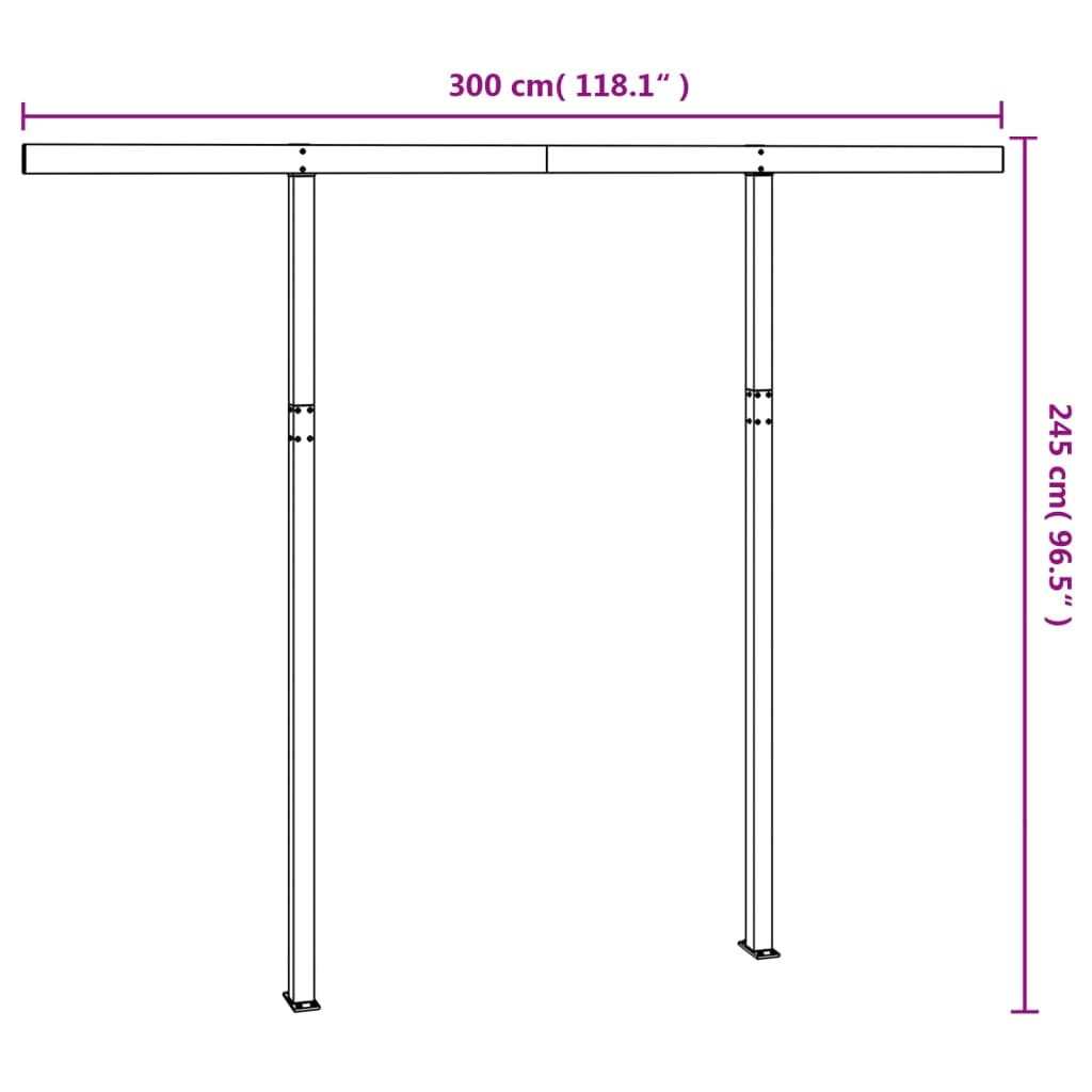 vidaXL Jeu de poteaux d'auvent blanc 300x245 cm fer