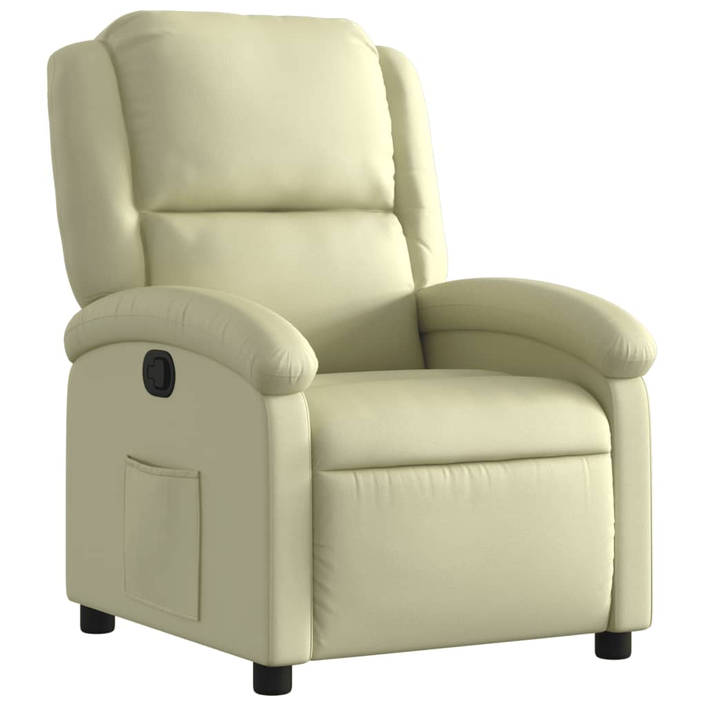 vidaXL Fauteuil inclinable crème cuir véritable