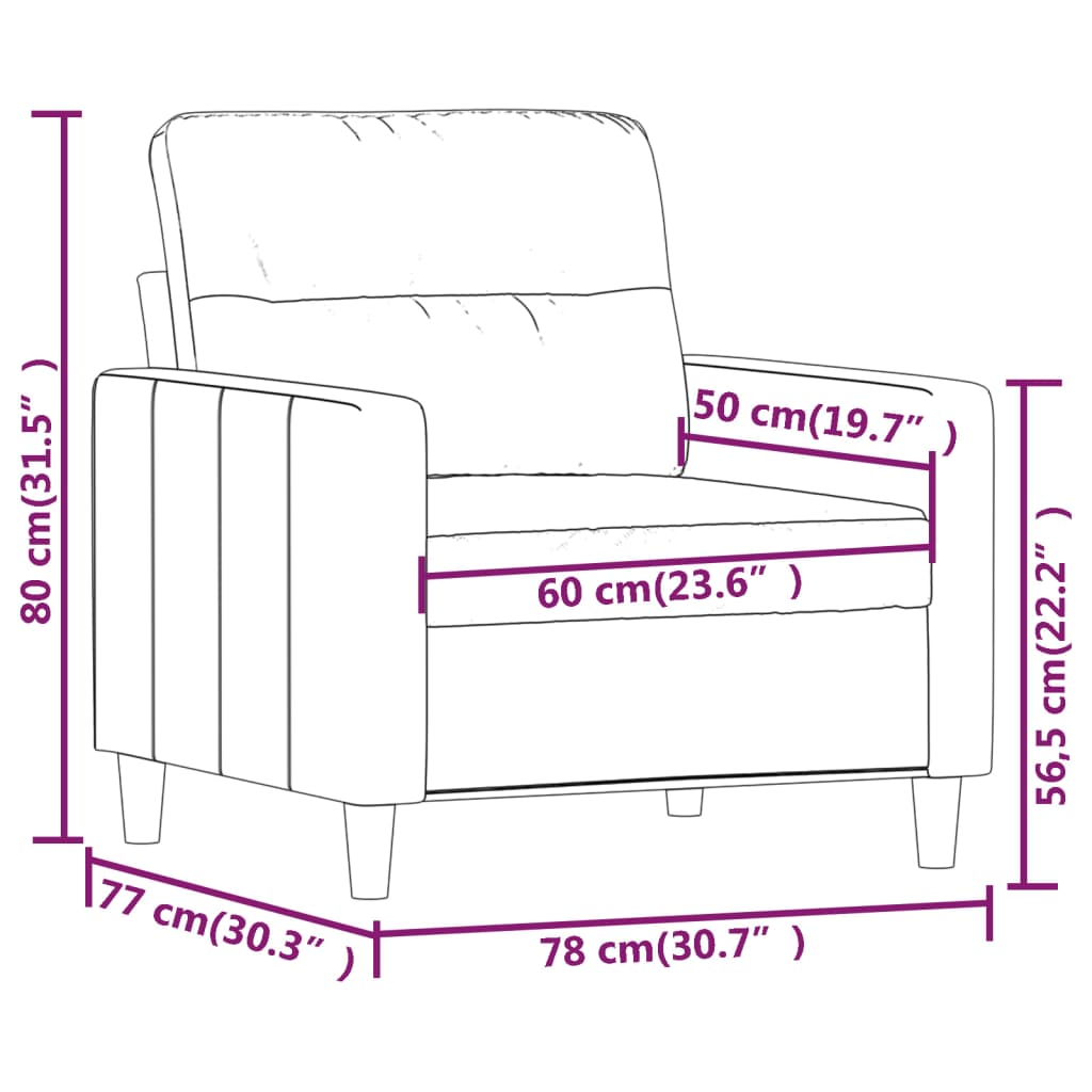 vidaXL Fauteuil Gris foncé 60 cm Tissu