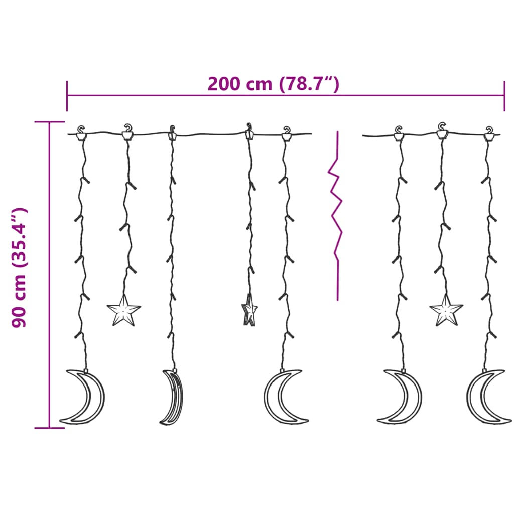 vidaXL Guirlande lumineuse étoile et lune avec télécommande 138 LED