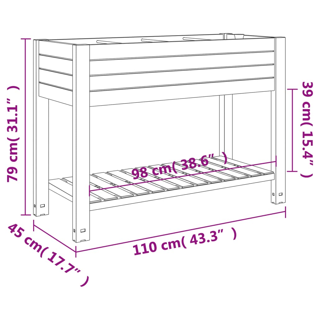 vidaXL Lit surélevé de jardin marron clair 110x45x79 cm polypropylène