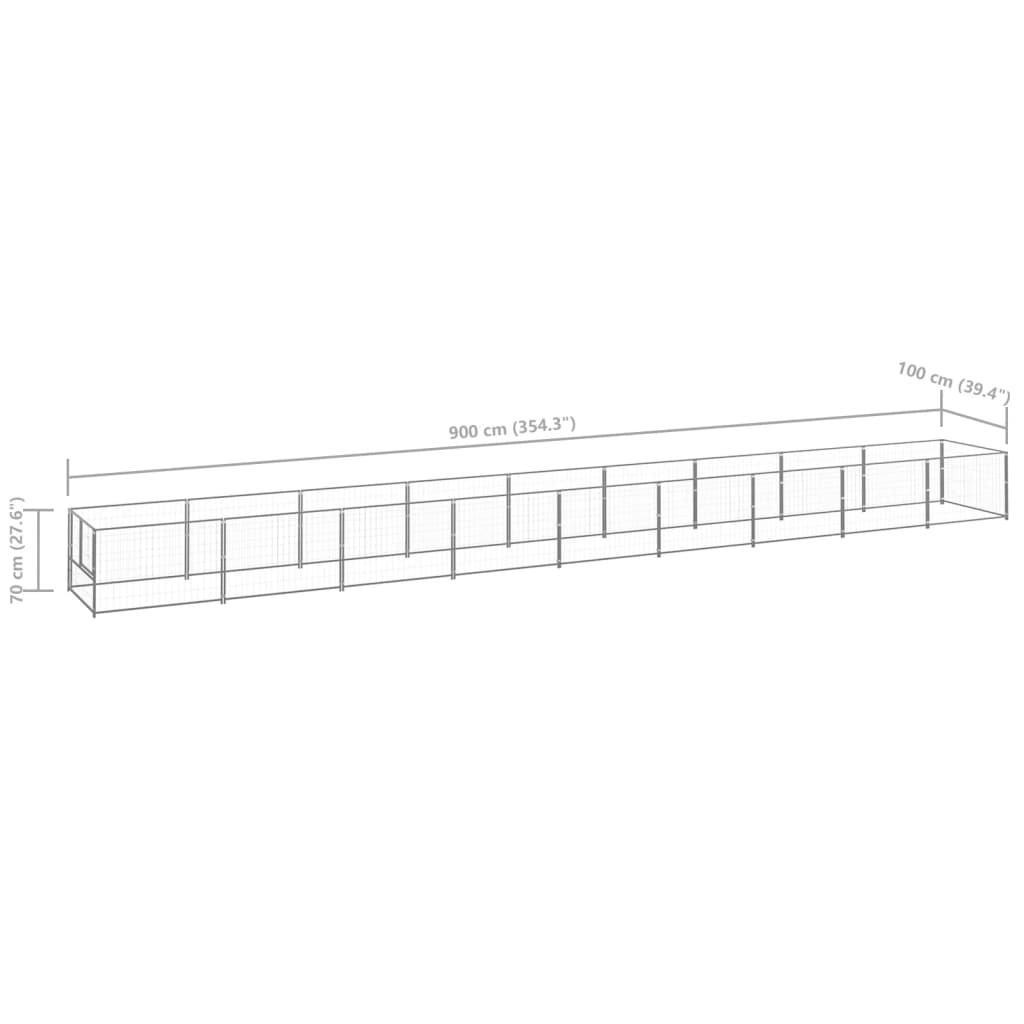 vidaXL Chenil Argenté 9 m² Acier