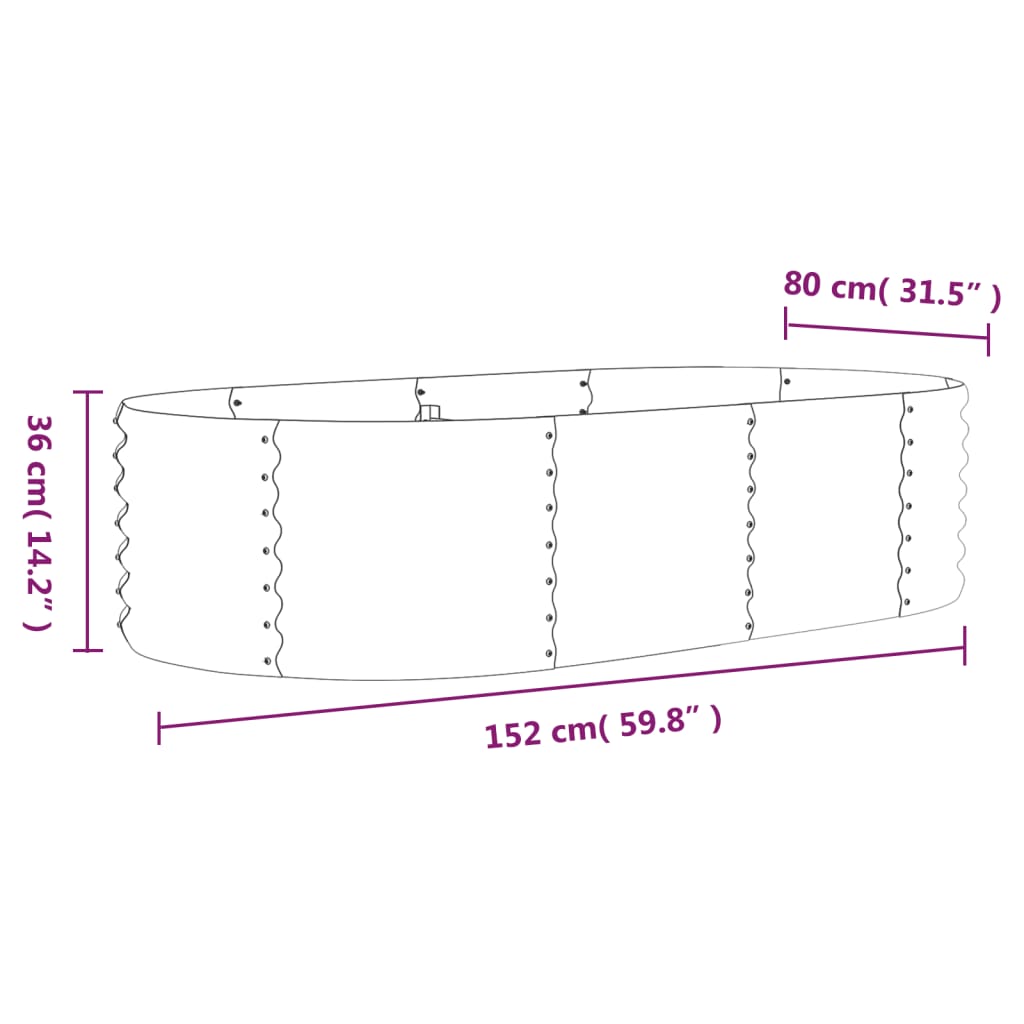 vidaXL Lit surélevé de jardin Acier enduit de poudre 152x80x36 cm gris